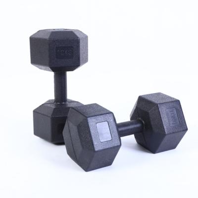 China Durable Gym 15kg Rubber Coating Weight Custom Free Dumbbell Set Hex Hex Dumbbells for sale