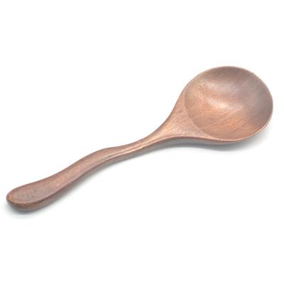 China Sustainable Round Shape Luxury Serving Natural Wooden Soup Spoon for sale