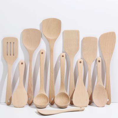 China Hot Sale12 Sustainable Patches Biodegradable Non-damage Pot Kitchenware Utensil Cooking Tools Kitchen Wooden Accessories for sale