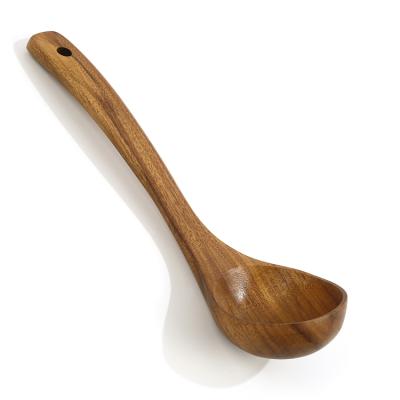 China Acacia Wood Scoop Spoon Large Sustainable Solid Soup Serving Tool for sale