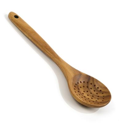 China Viable Wholesale Reusable Reusable Kitchen Strainer Funnel Cook Teak Wooden Pocket Spoon for sale