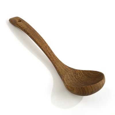 China Viable Long Handle Round Natural Soup Cook Kitchen Wooden Spoon for sale