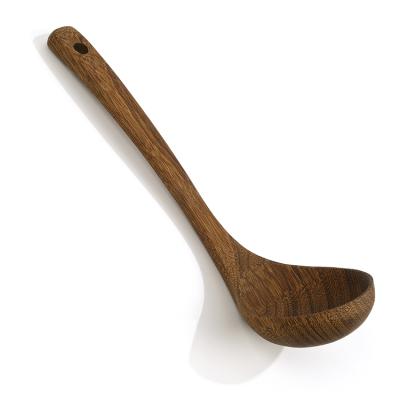 China Sustainable Stirring Long Handle Scoop Dark Wooden Spoon For Cook for sale