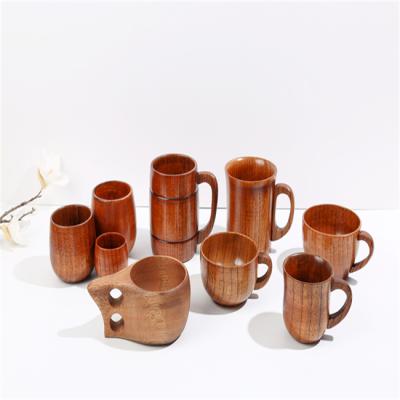 China Custom Handmade Natural Nordic Decor Personalized Wooden Mugs Viable Factory Juice Beer Tea Milk Tableware Travel Coffee Mug for sale