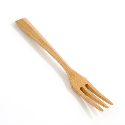 China Viable Custom Beech Fruit Salad Spaghetti Wooden Appetizer Fork for sale