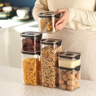 China Kitchen Airtight Clear Food Storage Containers Viable Cereal Containers BPA Free Jar With 2 Sides Lid for sale