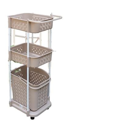 China Sustainable Household Bathroom Tidying Trolley Plastic Laundry Basket for sale