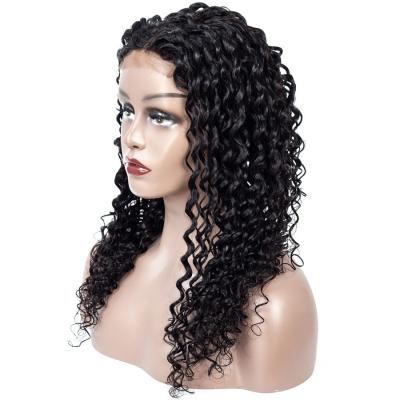 China Deep Wave Deep Wave Wig 4*4 Cuticle Aligned 10 16 28 30 Inch Swiss Pre Plucked Long Raw Indian Virgin Hair Front Lace Closure Human Hair Wigs for sale