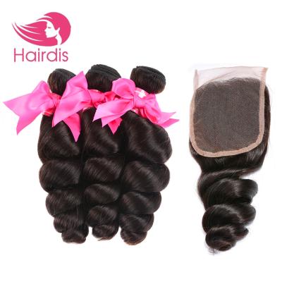 China Unprocessed Loose Wave Loose Wave Bundle With Frontal 360 HD Mink Cuticle Aligned Raw Brazilian Transparent Loose Wave Virgin Hair for sale