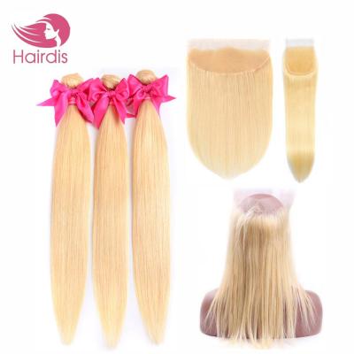 China Minimal Shedding And 613 Hot Tangle Free Brazilian Straight Bundles With Closure Headband 360 Lace HD 8A 9A 10A 12A Honey Blonde Silky Virgin 613 Straight Hair for sale