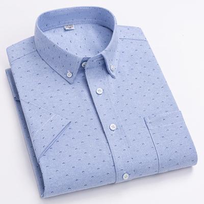 China Anti-pilling Oxford Cotton Short Sleeve Slim Fit Shirts Men Turn Down Collared Summer Shirt for sale