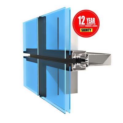 China Modern G6063 T5 Anodize Aluminum Alloy Curtain Wall With Tempered Glass for sale