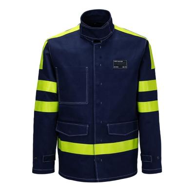 China Protective Reflective Workwear Tops Men's Flame Retardant Vision Coverall Reflective Uniform for sale