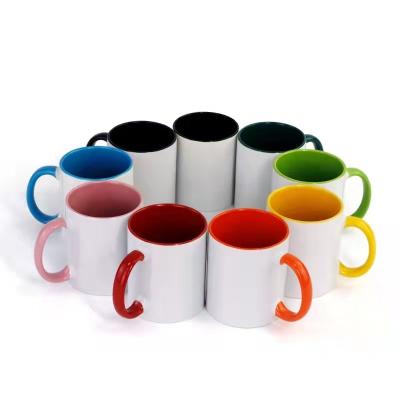 China Heat Transfer Ceramic Mug DIY Printing Photo Printing Photo Round Heatable Inner Ceramic Durable White Coating Inner Color Edge Edge Color Mug for sale