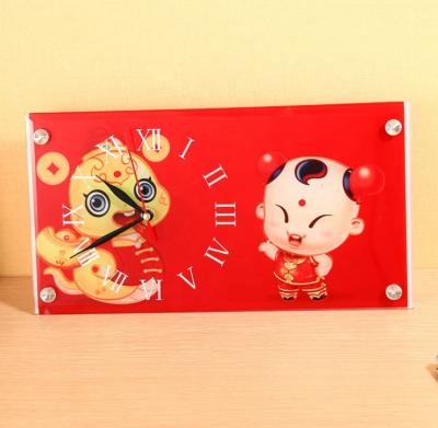 China Glass 16 * 30 cm Sublimation Coated Printable Glass Table Clock Photo Glass Frame for sale