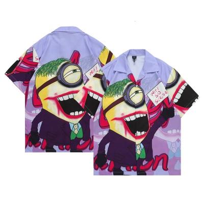 China Casual Men's Anti-Pilling Shirts Button All Over Polyester Custom Printed Shirt for sale