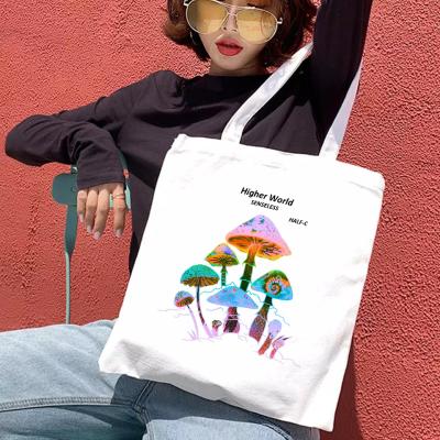 China Wholesale Fashion Mushroom Shoulder Canvas Casual Folding Tote Bags For Women With Colorful Custom Printed Logo Shopping Bags for sale