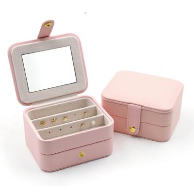 China Fashion Square Mini Wholesale Portable Jewelry Storage Box Zipper Three-Layer Travel Bag Waterproof Jewelry Bag for sale