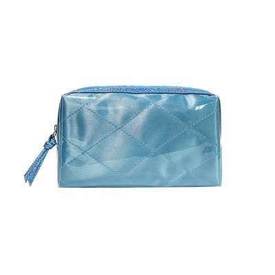 China Fashion PVC Smooth Glossy Surface With Zipper Make Up Bag Custom Square Waterproof Cosmetic Bags for sale