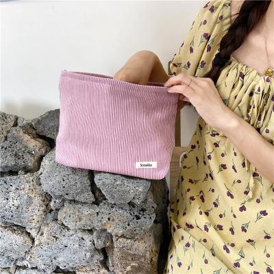 China Fashion Corduroy Women Phone Cases Cosmetic Cases Zipper Clutch Lipstick Organizer Handbag Makeup Pouch Cotton Cloth Travel Bag Purse for sale