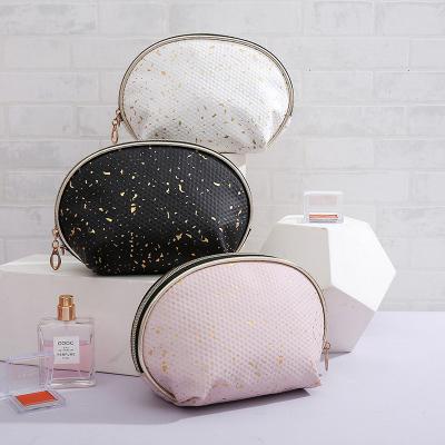 China Fashion Women Solid Color Shell Clutch Woven PVC With Zipper Toiletry Bag Travel Waterproof Portable Square Cosmetic Bag for sale