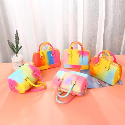 China 2021 Fashion Pillow Cross - Body Handbags Chain Jelly Purses And Bags Jelly Rainbow Bags for sale