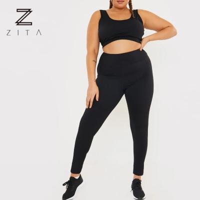 China Custom Activewear Breathable Plus Size Fat Women Clothing Sports Bra And Leggings Two Piece Set for sale