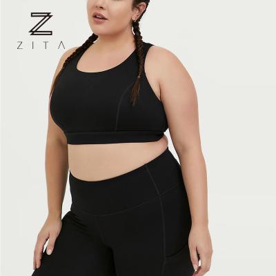 China 2022 New Arrival Fat Women Breathable Workout Clothing Breathable Sweat Plus Size Black Sports Bra for sale