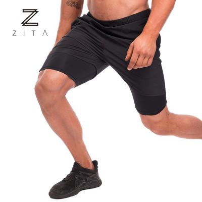 China Polyester Breathable High Quality Four Way Shorts Stretch Track Shorts With Inner Layer Gym Shorts For Men for sale