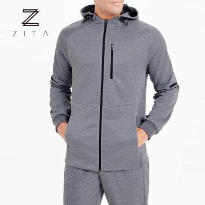 China 2020 Gym Fit Clothing Men's Breathable Tracksuit Tops Regular Fit Simple Outdoor Sports Running Hoodie With Zipper Pocket for sale