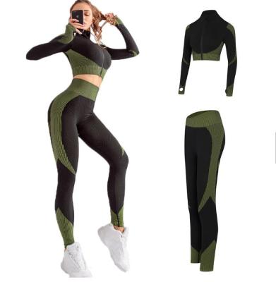 China Plus Size Autumn Women Fit Jogging Fitness And Yoga Wear Slim Fit 3 Piece Suit Women Tracksuit for sale