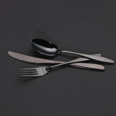 China Modern Kallete Viable 410 Stainless Steel Black-Plated Style Cutlery Set, Hotel Restaurant Dinnerware Flatware Dinnerware for sale