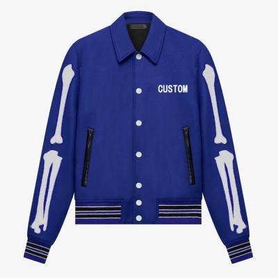 China Custom Men's Baseball Logo Embroidered Bone Designer Button Breathable Varsity Jackets Breathable Bomber Jackets for sale