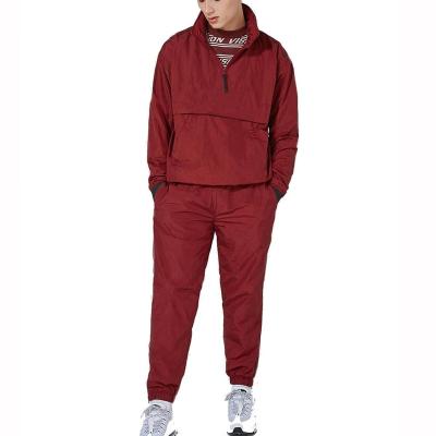 China Burgundy Breathable Custom Breathable Nylon Tracksuit OEM Unisex Nylon Tracksuit for sale