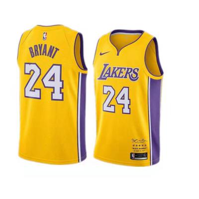 China Wholesale High Quality Antibacterial 3D Embroidery pba basketball singlet stitched #23 #24 Kobe and James Jersey Clothing Wear for sale