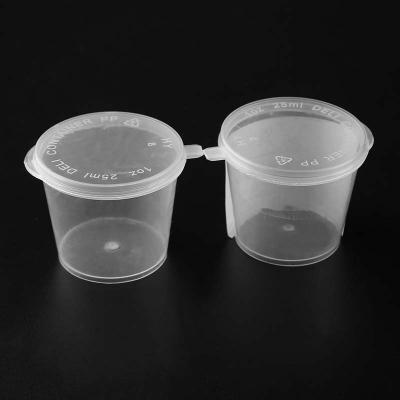 China 1oz 25ml clear pp grocery sauce container single wall cup with lid 2000pcs each carton for sale