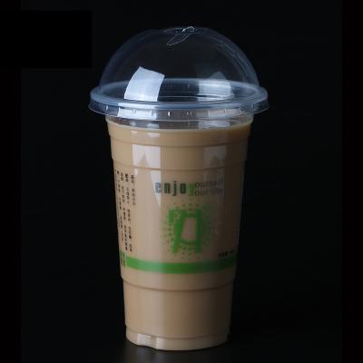 China 500F 500ML 16oz Clear Juice Coffee Bubble Boba Milk Tea Single Wall Disposable PP Plastic Glass Beer Smoothie Plastic Cup With Lid for sale