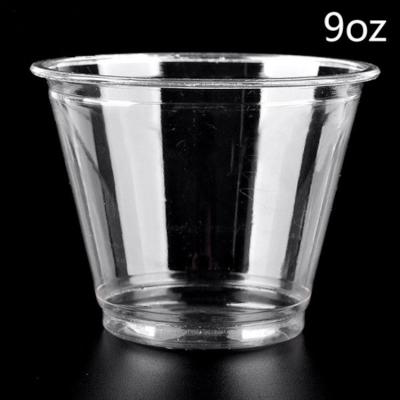 China 9oz 270ml Clear Single Wall Plastic Ice Cream Foam Cups Disposable Dessert PET Cup With Lid Optional for sale