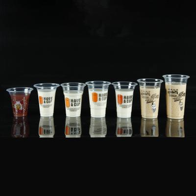 China P-95 300ml 330ml 400ml 440ml 500ml 590ml Juice Clear Bubble Boba Tea Milktea Disposable Coffee Eggnog Slim PP Plastic Disposable Cup for sale