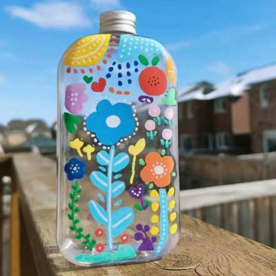 China Kids Plastic Bottle 250ml 350ml 400ml 500ml Custom Soda Beverage Bubble Boba Milk Tea Juice Water PET Plastic Cup Pot Vase Can Flat Fit Bottles for sale