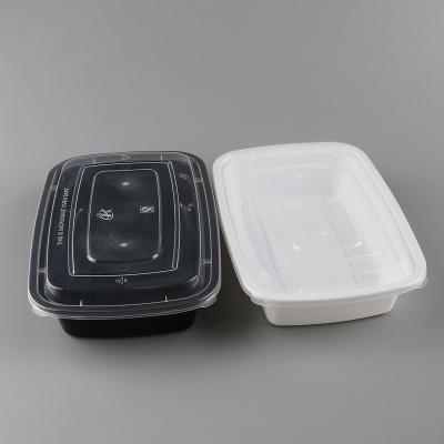 China 750ml/1000ml USA PP Single Wall Rectangular Disposable Food/Lunch Bento Box Plastic Container With Lid for sale