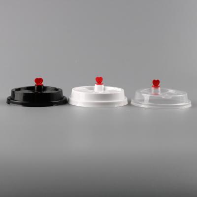 China Clear 90mm Clear Black White PP Plastic Lid With Red Heart Cap for sale