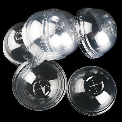 China 95mm Clear Disposable Clear Caliber PET Plastic Dome With Lid Cross Hole for sale