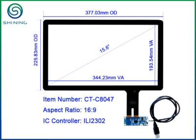 Chine 15,6 » écrans tactiles d'ordinateur de position avec la lentille + le capteur ILI2302 IC de couverture à vendre