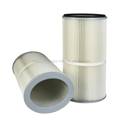 China Building Material Shops Polyester Filter Element Nonwoven Industrial Pleated Elliptical Cylinder Air Cleaner Cartridge Dust Filter for sale