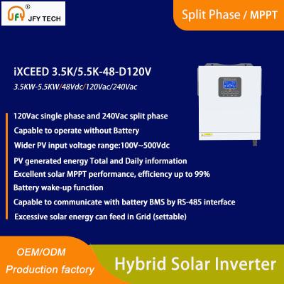 China Hybrider Solarumrichter mit 100V-500V PV-Eingang und 120Vac Einzelphase/240Vac Splitphase zu verkaufen