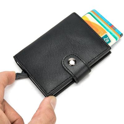 China FS2214 New Style Horse Leather Pocket Wallet Clutch Bag Crazy Business Card Holder Anti-theft for sale