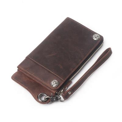 China Buckle Closure Card Slots Money Bag Anti-theft Genuine Leather Wallet FSM121 for sale