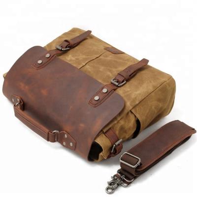 China With Handle High Quality Cross - Body Shoulder Bag Canvas Messenger Bag With Genuine Leather Trim For Men MC16960 for sale