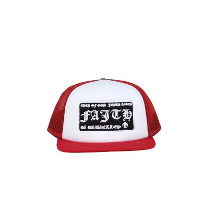 China COMMON Flat Tongue Hat Contrast Red With Good White Fabric And Polyester Mesh Materials for sale